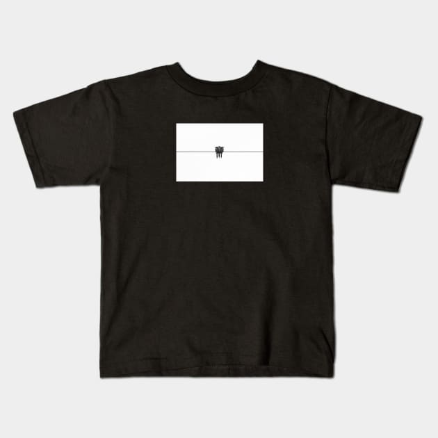 Three Birds on a Wire Kids T-Shirt by opticpixil